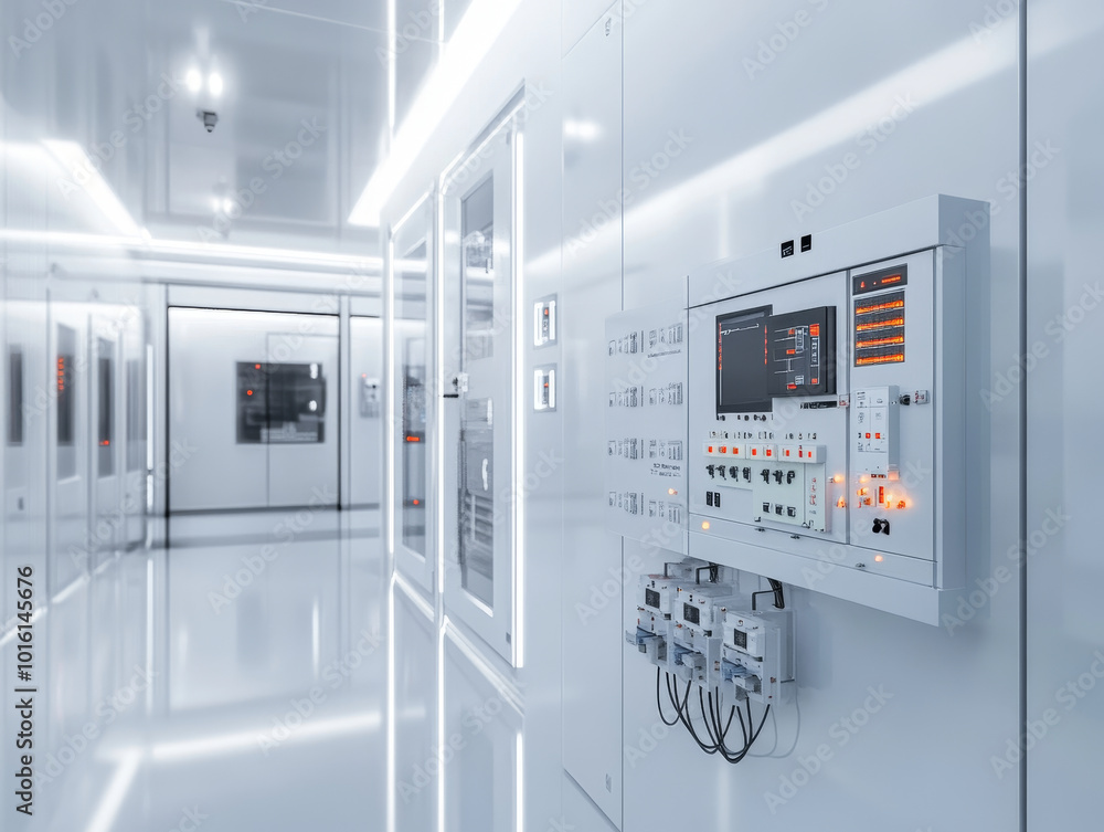 Aufkleber modern control room featuring advanced technology and sleek design, showcasing consumer unit with il