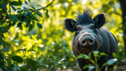 Fototapeta premium Jabali Animal in Lush Wilderness - Captivating High Depth of Field Photography