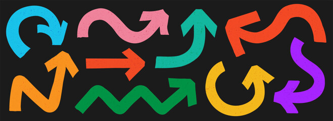 Arrow marker bold style color set in different direction for decoration vector