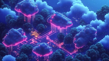 A blue sky with a purple and pink cloud