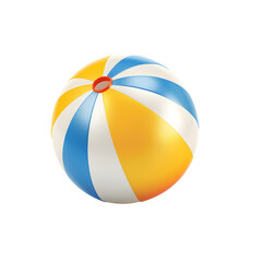 colorful beach ball featuring vibrant blue, yellow, and white stripes, perfect for summer fun and beach activities. This playful item brings joy and excitement to outdoor gatherings