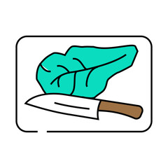 knife board lettuce line icon vector. knife board lettuce sign. isolated symbol illustration