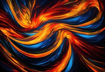 Obraz premium dynamic flames forming vivid abstract patterns flowing shapes bright colors mesmerizing displays light, brightness, fire, glow, energy, warmth, spark