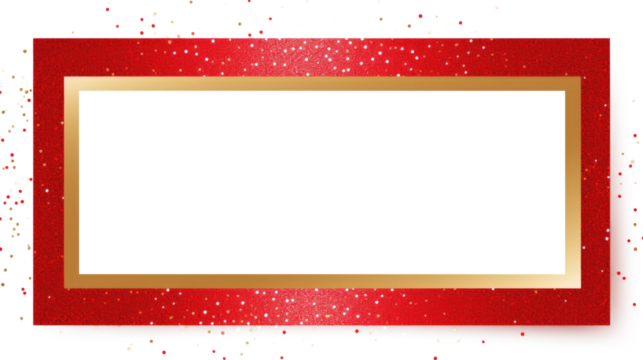 red gold glitter border frame isolated on white or transparent png