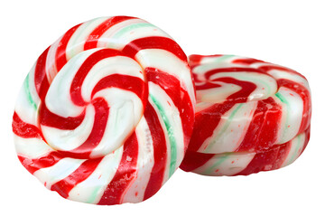 Delightful peppermint candy swirls in red and white, perfect for festive occasions and sweet treats. These candies evoke sense of joy and nostalgia