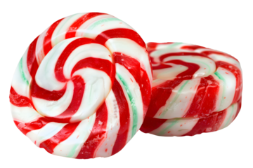 Delightful peppermint candy swirls in red and white, perfect for festive occasions and sweet treats. These candies evoke sense of joy and nostalgia