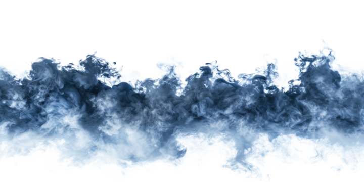 blue busy smoke isolated on white or transparent png