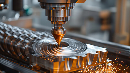 A CNC machine tool shaping an aluminum component with high precision, emphasizing the role of advanced technology in the metalworking industry.
