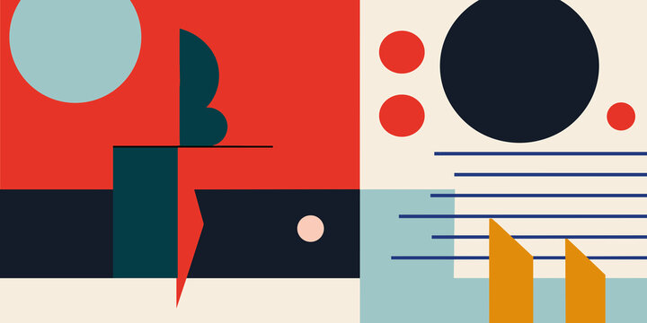 Geometric shapes and patterns in a Brutalist design setting