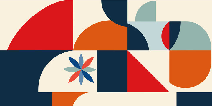 Abstract Brutalist patterns with geometric shapes and colors