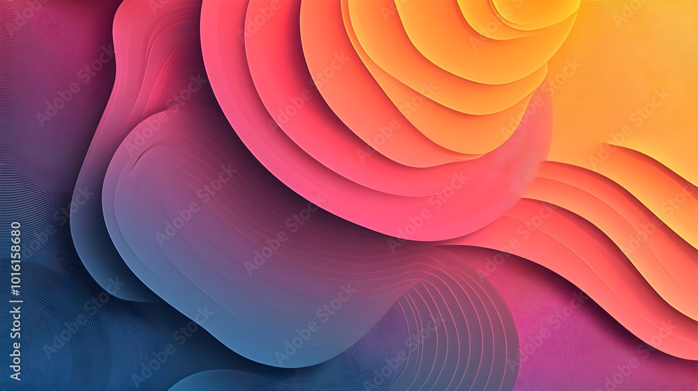 Aufkleber abstract colorful gradient background with wavy shapes