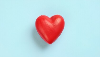red heart; on a blue pastel background. .Minimal concept