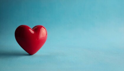 Obraz premium red heart; on a blue pastel background. .Minimal concept