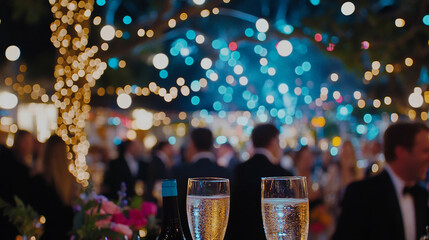 Beautiful Night with Sparkling Lights at a Joyful Celebration