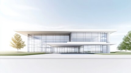 Fototapeta premium A large white building with a lot of glass windows