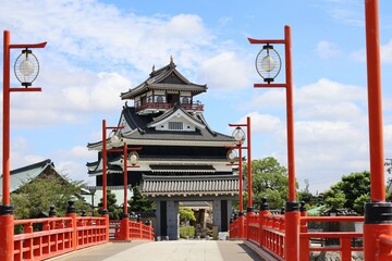  A Japanese castle : the scene of an entrance gate to Kiyosu-jyo Castle and its garden in Kiyosu...