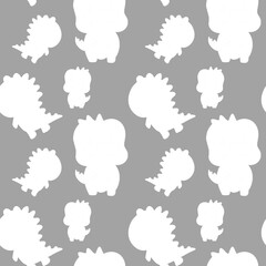 Cute dinosaur silhouettes on a soft gray background for playful design inspiration