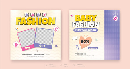 Naklejka premium Baby fashion sale social media template