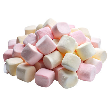 Marshmallow pieces isolated on transparent background