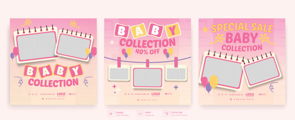 Kids and baby shop promotion social media post template