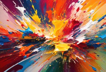 Obraz premium vibrant abstract paint splashes canvas capturing colorful swirls dynamic textures artistic composition, modern, colors, expression, fluid, painting, bright