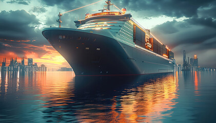 eco futuristic container ship.