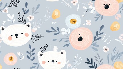 Simplified floral designs in soft blues and grays, modern aesthetic, ideal for contemporary decor or artistic inspiration.