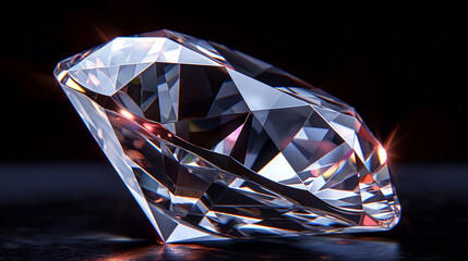 Triangular cut diamond on black background