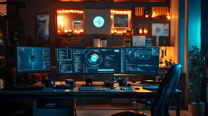 the computer displayed on the desk