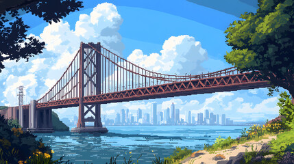 Fototapeta premium Bridge pixel art