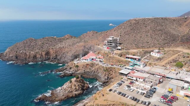 La Bufadora, blowhole, full orbit, Baja California, drone footage, nature, coastal, ocean, scenic, aerial view, Mexico