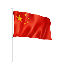 Chinese flag isolated on white