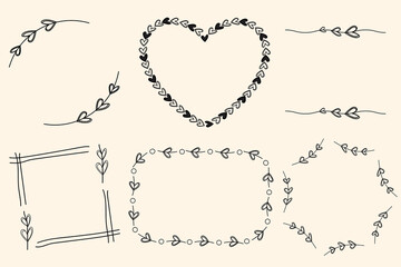 vintage heart pattern boarders frames set