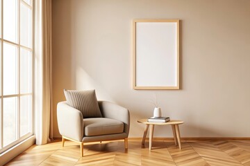 A Cozy  Modern Reading Nook With a Single White Frame