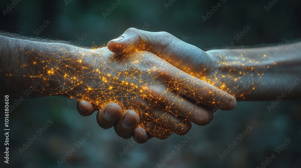 Wall mural two professional women shake hands, symbolizing business collaboration, networking, and mutual trust