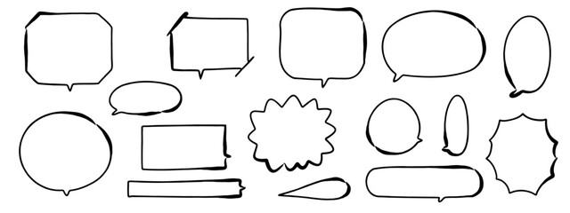 Obraz premium 筆で書いた手書きの吹き出しベクターイラストセット