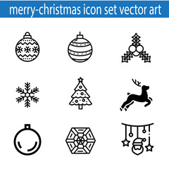 merry chirstmas icon set vector art illustration on white background.