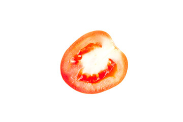 Red tomato sliced isolated on white background, Ripe tomato, Food ingredient