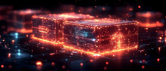 Obraz premium a futuristic vector of a package tracking system using augmented reality. augmented reality in logistics and shipping, smart packaging and tracking technology, future of supply chain management