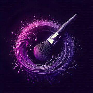 brush with purple colour stroke   
"Paintbrush on black background"