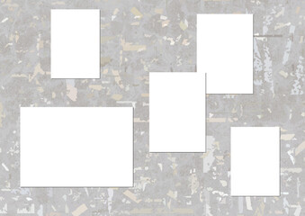 剥がれたポスターや貼り紙の跡が無数に残るコンクリートの壁の貼り紙フレーム