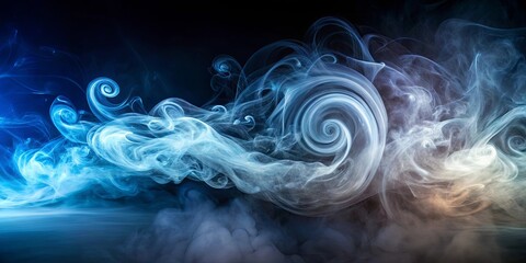 Obraz premium Abstract swirling smoke with shades of blue and gray on a dark background