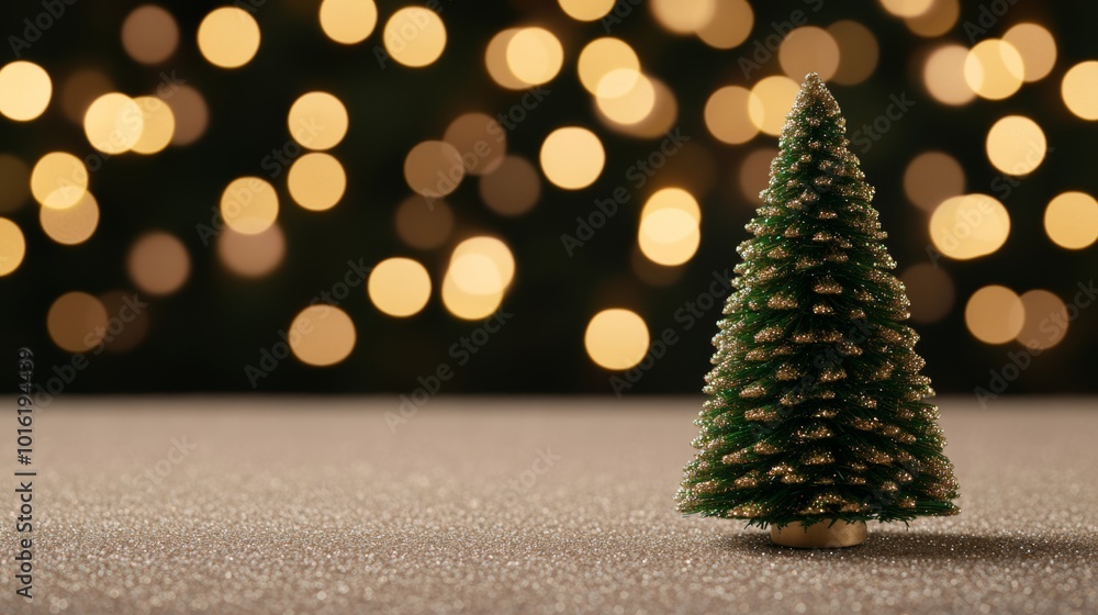 Poster cozy christmas tree draped in shimmering lights with soft bokeh on a neutral canvas background for f