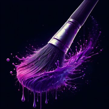 brush with purple colour stroke   
"Paintbrush on black background"