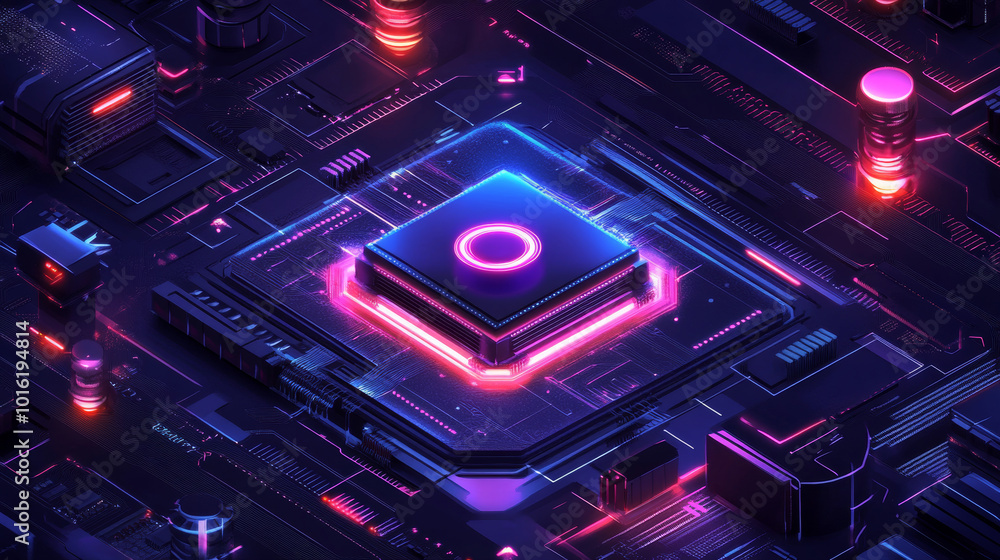 Aufkleber a sleek and modern illustration of a futuristic microchip processor designed to represent advanced t