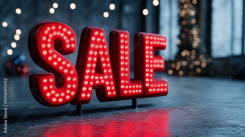 Poster dark cyber grid with glowing red sale text and floating tech gadgets for an edgy cyber monday theme