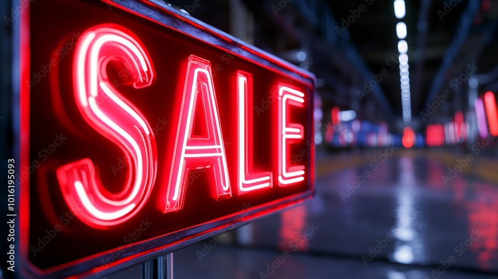 Poster dark cyber grid with glowing red sale text and floating tech gadgets for an edgy cyber monday theme