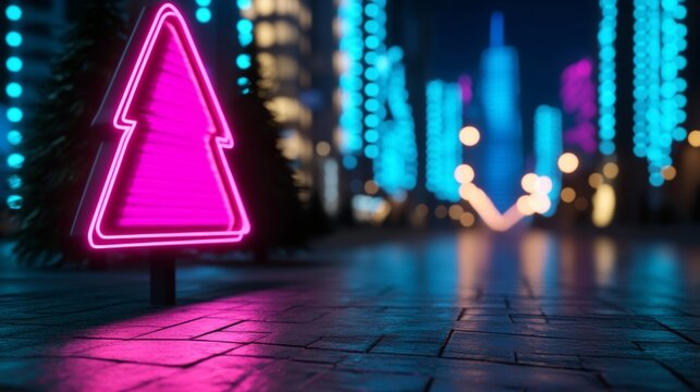 Cyberpunk city skyline with holographic sale tags floating in the sky for a futuristic Cyber Monday theme 