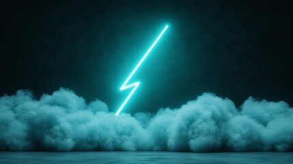 Dark stormy clouds with neon lightning bolts and discount symbols for an intense Black Friday sale visual 