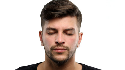 Obraz premium Man's face, close-up, on a white background